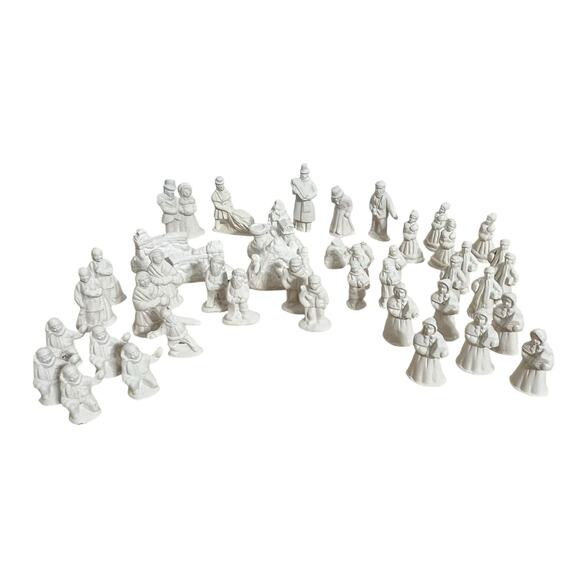 Unbranded Other - Vintage Bisque Clay Christmas Village Paintable Figurines Set Craft DIY